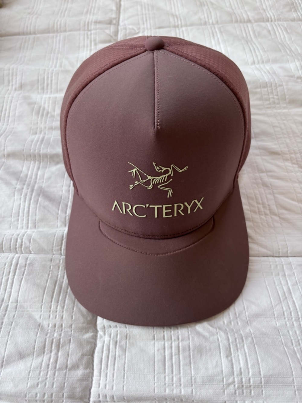 Arc'teryx Maroon Trucker Hat with Cream Logo